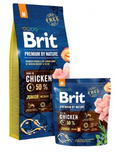 Sucha karma dla psów Brit Premium By Nature Junior M Medium 1kg | ezoologiczny.pl